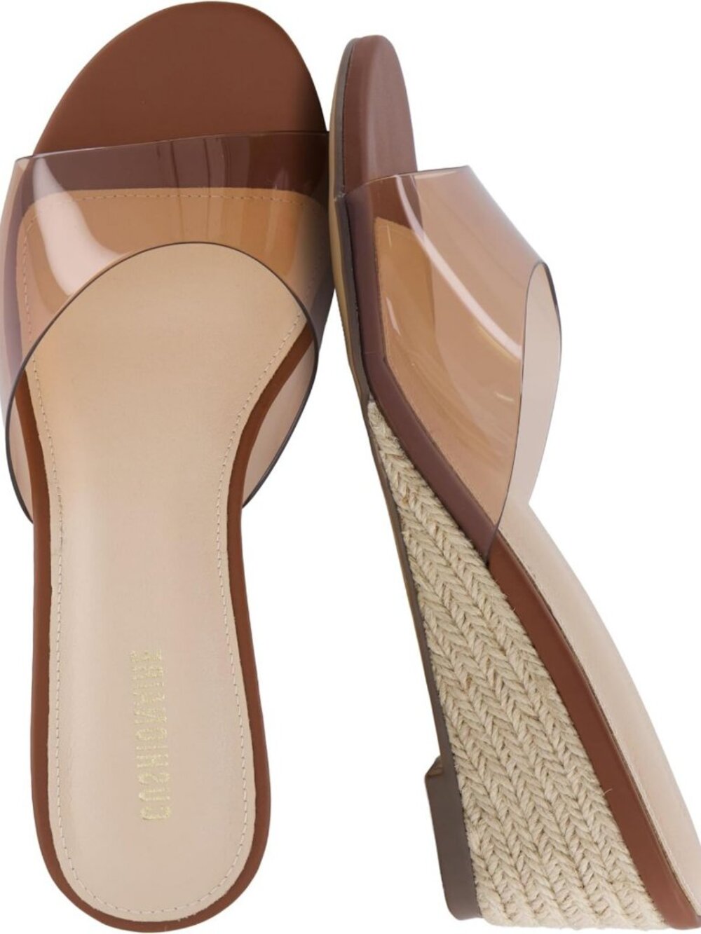 Clear Slip-On Wedge Sandals for Women | Espadrille Heels with Memory Foam